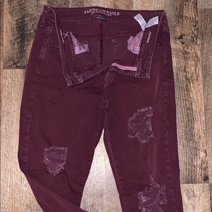 Burgundy American eagle jeans